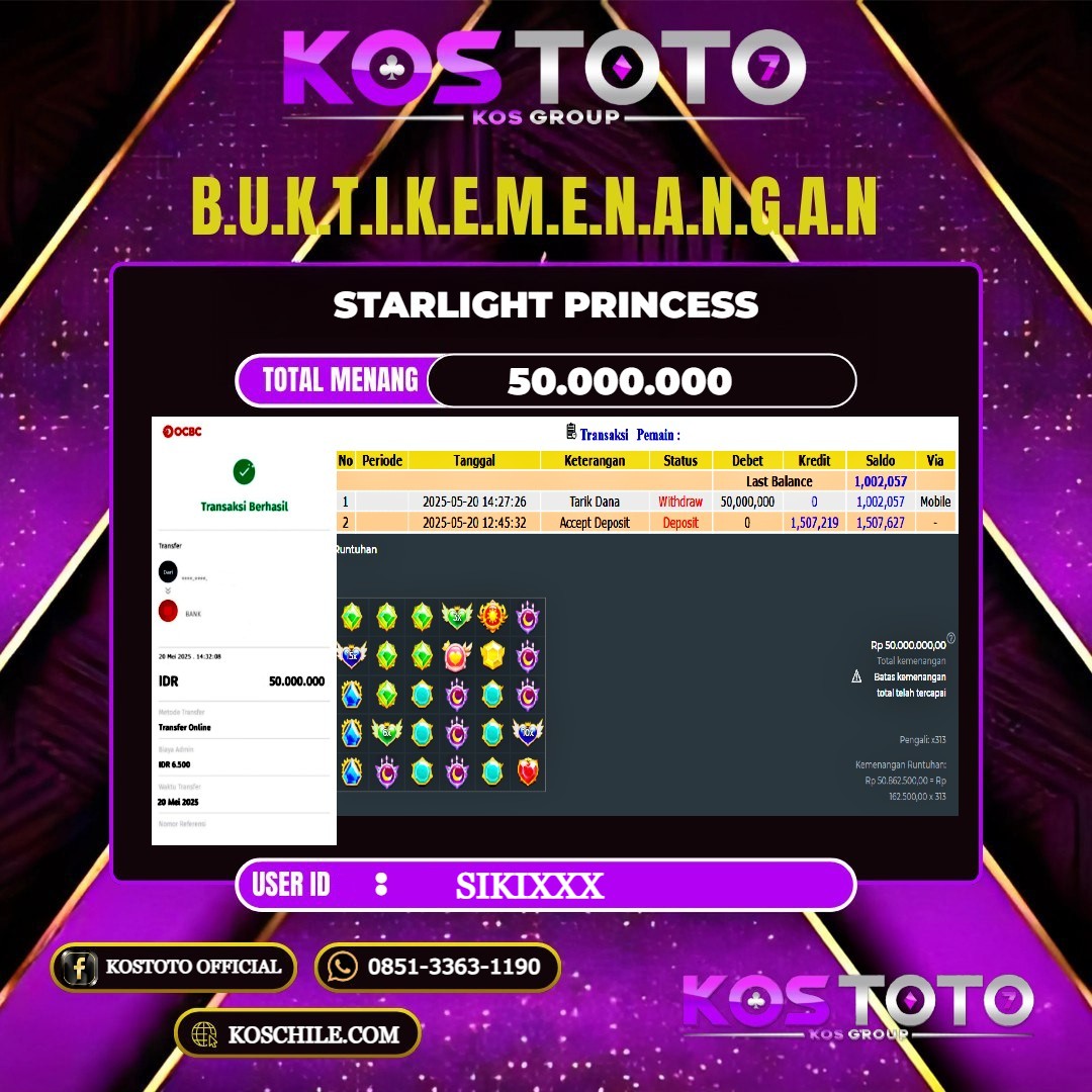 KOSTOTO JACKPOT SLOT STARLIGHT PRINCESS RP.50.000.000,- LUNAS USER ID : SIKI****