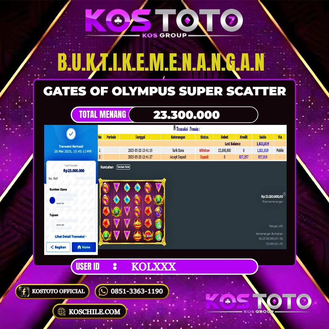 KOSTOTO JACKPOT SLOT GATES OF OLYMPUS SUPER SCATTER RP.23.300.000,- LUNAS USER ID : KOL****